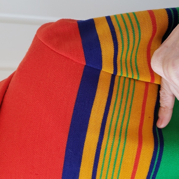 Vintage 60's Wool Longline Mod Coat Colorblock Striped SANGER HARRIS Small - Picture 16 of 17